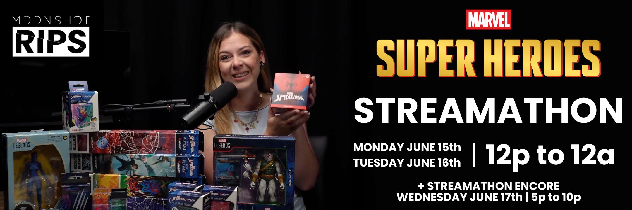 Moonshot Rips Marvel Superheroes Streamathon Mon and Tues 12p to 12a and Wed 5p to 10p