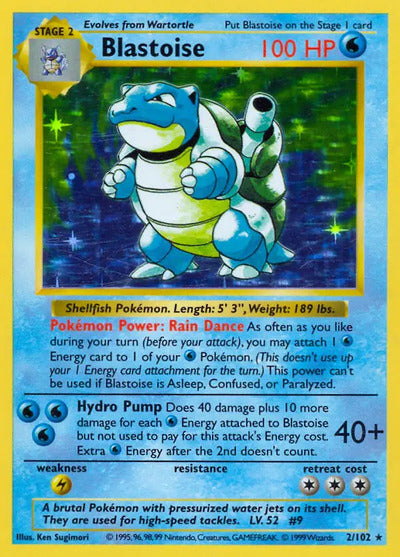 Blastoise 002/102 Unlimited Base Set Shadowless