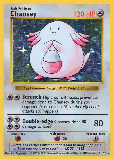Chansey 003/102 Unlimited Base Set Shadowless