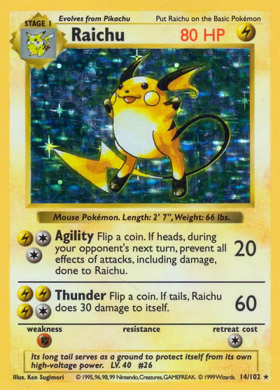 Raichu 014/102 Unlimited Base Set Shadowless
