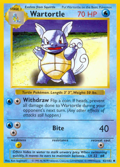 Wartortle 042/102 Unlimited Base Set Shadowless