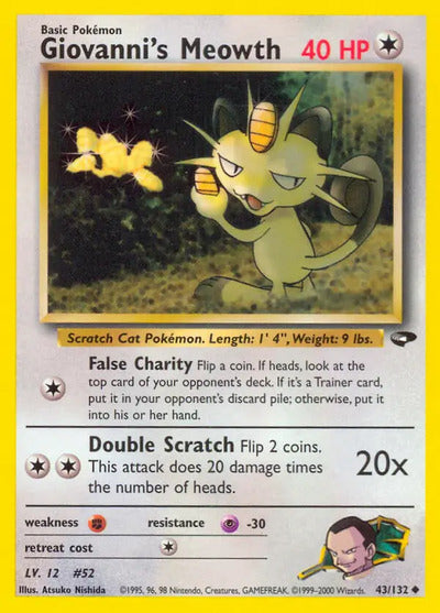 Giovanni's Meowth (43) 043/132 Unlimited Gym Challenge
