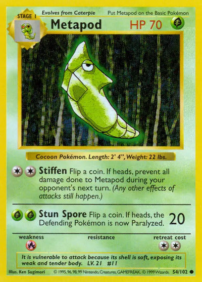 Metapod 054/102 Unlimited Base Set Shadowless