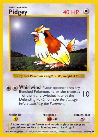 Pidgey 057/102 Unlimited Base Set Shadowless