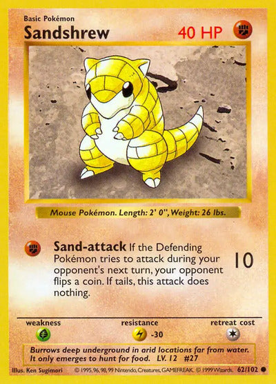 Sandshrew 062/102 Unlimited Base Set Shadowless