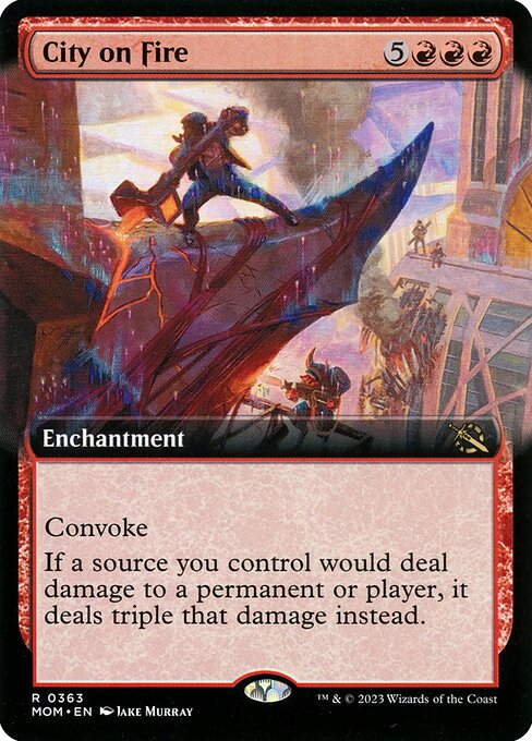 mtg mom art cards MOM: City on Fire (Extended Art) (Foil)