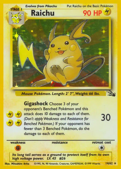 Raichu (14) 14/62 Unlimited Fossil
