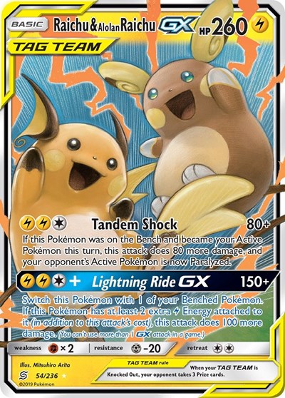 SM11: Raichu & Alolan Raichu GX (Holofoil)