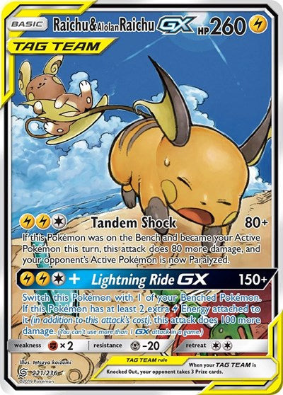 SM11: Raichu & Alolan Raichu GX (Alternate Full Art) (Holofoil)