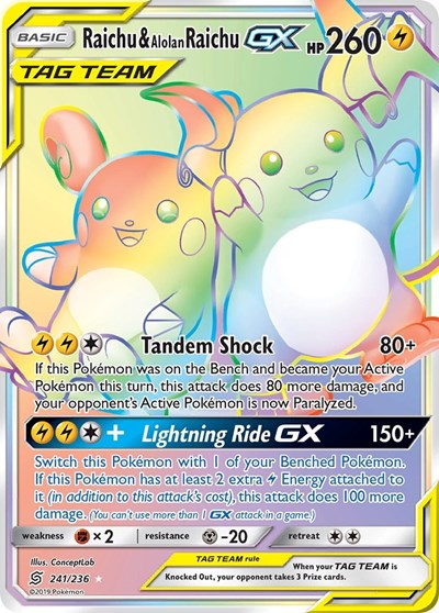SM11: Raichu & Alolan Raichu GX (Secret) (Holofoil)