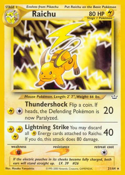 Raichu 21/64 Unlimited Neo Revelation