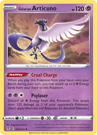 SWSH07: Galarian Articuno (Reverse Holofoil)