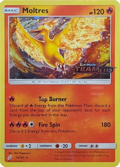 MCAP: Moltres - 19/181 (Team Up Stamped) (Holofoil)