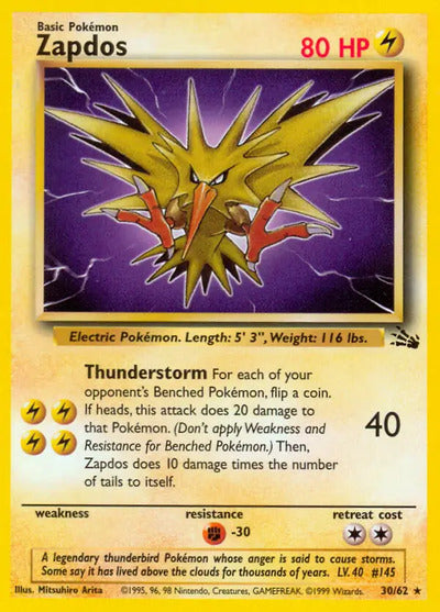 Zapdos (30) 30/62 Unlimited Fossil