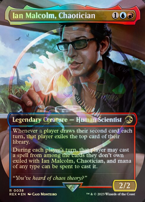 REX: Ian Malcolm, Chaotician (Borderless) (Emblem) (Foil)