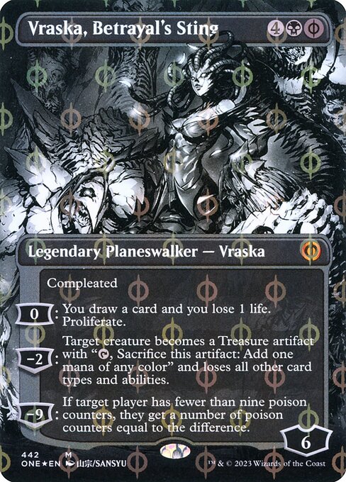 ONE: Vraska, Betrayal's Sting (Borderless) (Step-and-Compleat Foil)