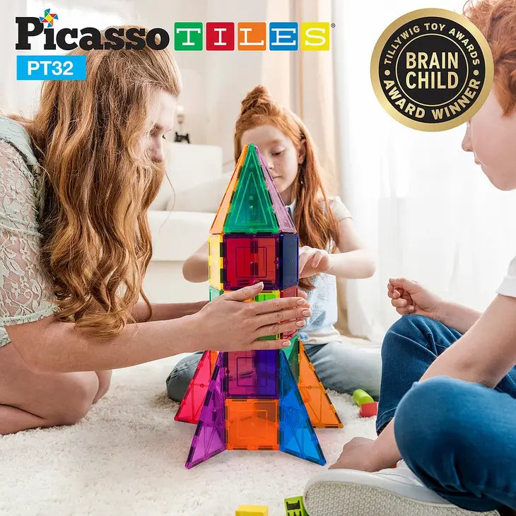 Picasso Tiles: 32 Piece Magnetic Rocket Tileset