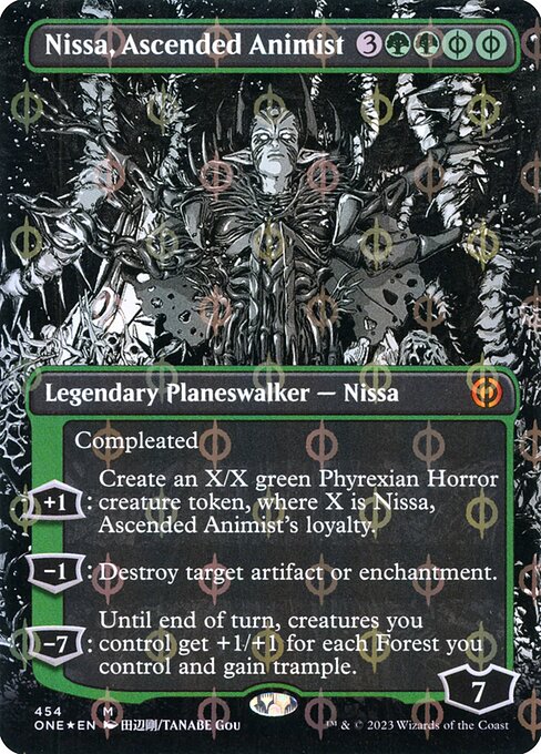 ONE: Nissa, Ascended Animist (Borderless) (Step-and-Compleat Foil)