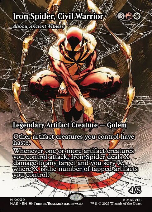 MAR: Iron Spider, Civil Warrior - Alibou, Ancient Witness (Borderless) (Foil)