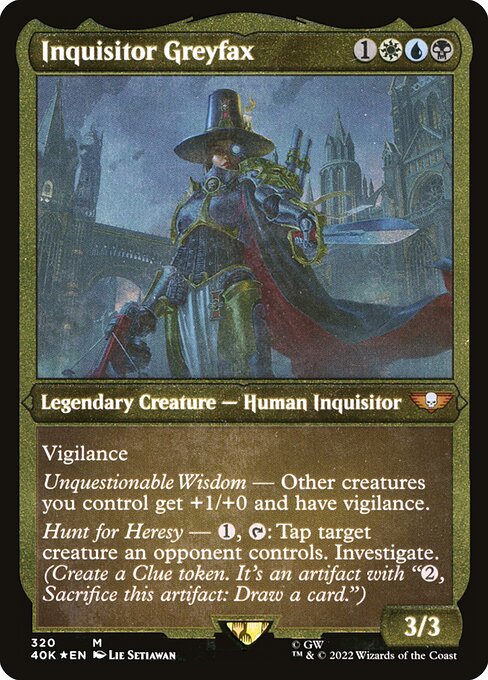 40K: Inquisitor Greyfax (Display Commander) (Foil Etched) - Thick Stock