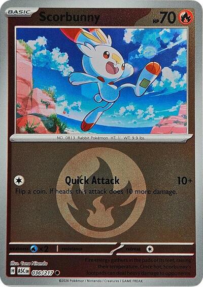 ASC: Scorbunny - 036/217 (Energy Symbol Pattern) (Reverse Holofoil)