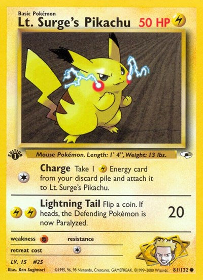 G1: Lt. Surge's Pikachu (1st Edition)