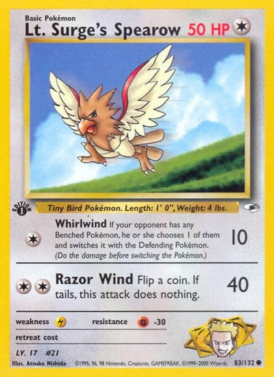 G1: Lt. Surge's Spearow (83) (1st Edition)