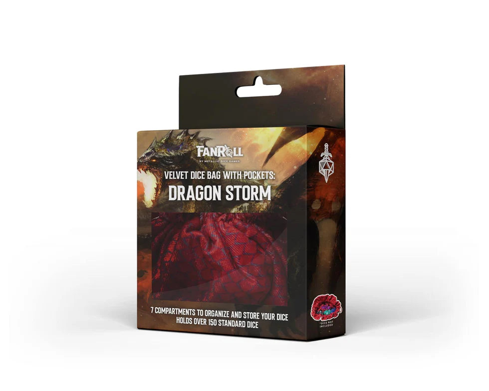 Velvet Dice Bag with Pockets: Dragon Storm