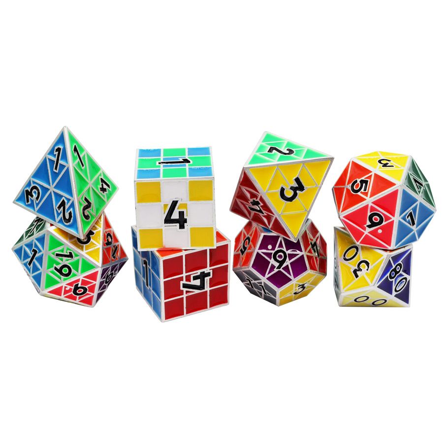 Foam Brain: 8-Set Puzzle Cube Dice - Silver (Metal)
