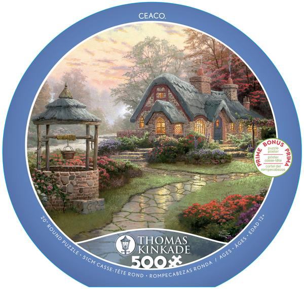 Thomas Kinkade Round - Make A Wish Cottage (550 pc puzzle)