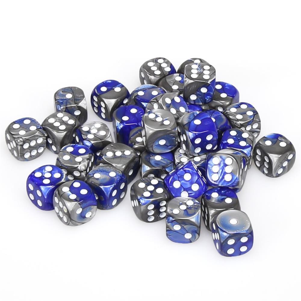 Chessex Gemini Steel & Teal Dice - Set Of 12 Six-Sided D6 Gaming Dice