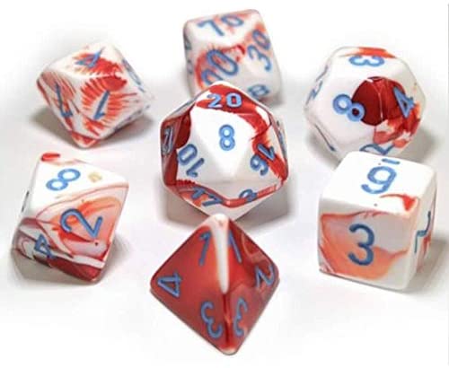 Chessex Polyhedral Dice Set – Blue-Steel With White, 7-Die Gemini Series For RPG Games - View #9