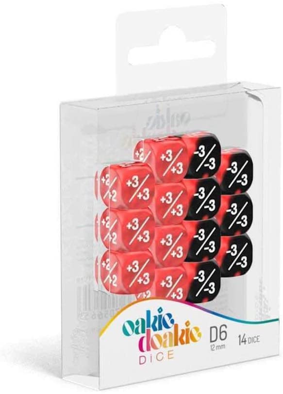 Oakie Doakie Dice - D6 12 mm Positive & Negative Marble/Gemidice - Red