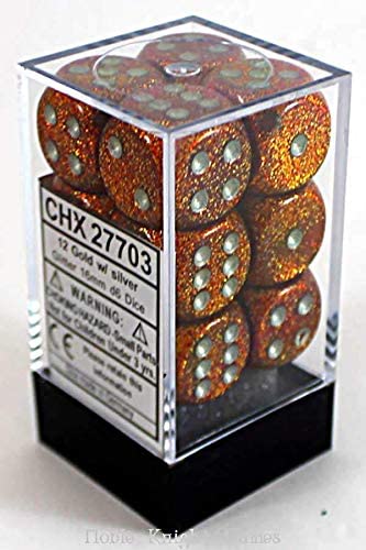 Chessex Glitter 16mm D6 Dice Block (12-Dice)
