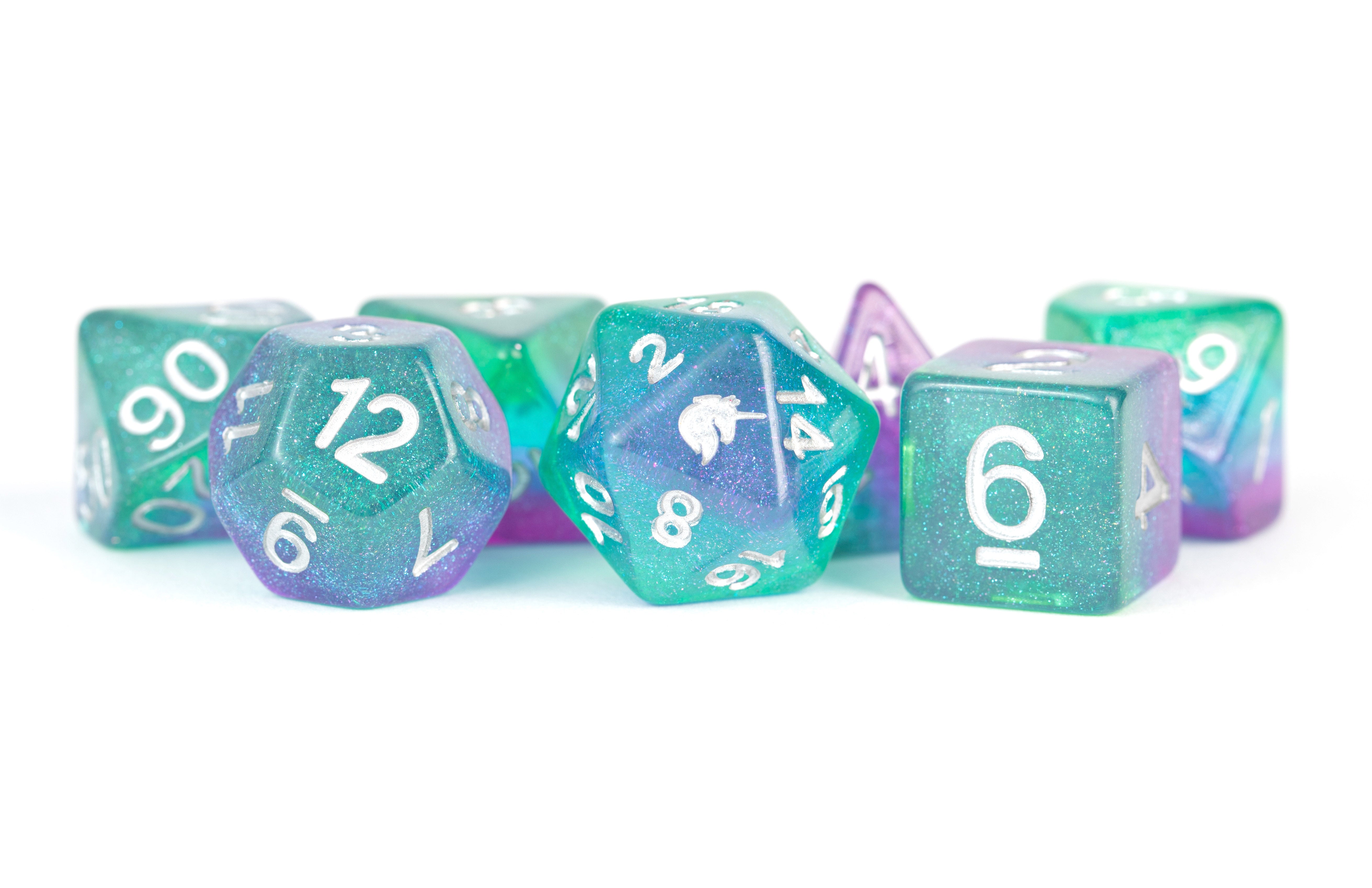Metallic Dice Games Unicorn 16mm Polyhedral Dice Set