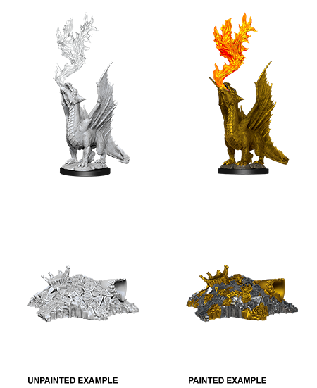 D&D Nolzur's Marvelous Unpainted Miniatures: W11 Gold Dragon Wyrmling & Small Treasure Pile