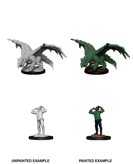 D&D Nolzur's Marvelous Unpainted Miniatures: W11 Green Dragon Wyrmling & Afflicted Elf
