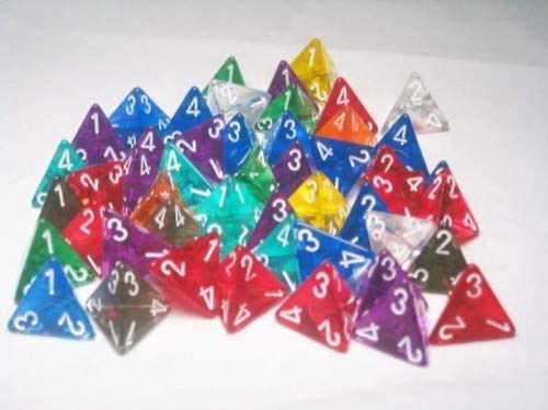Bag of 50: D4 Translucent Assorted Dice