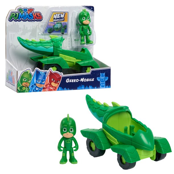 PJ Masks Gekko & Gekko Mobile, 2-Piece Articulated Action Figure and Vehicle Set, Green