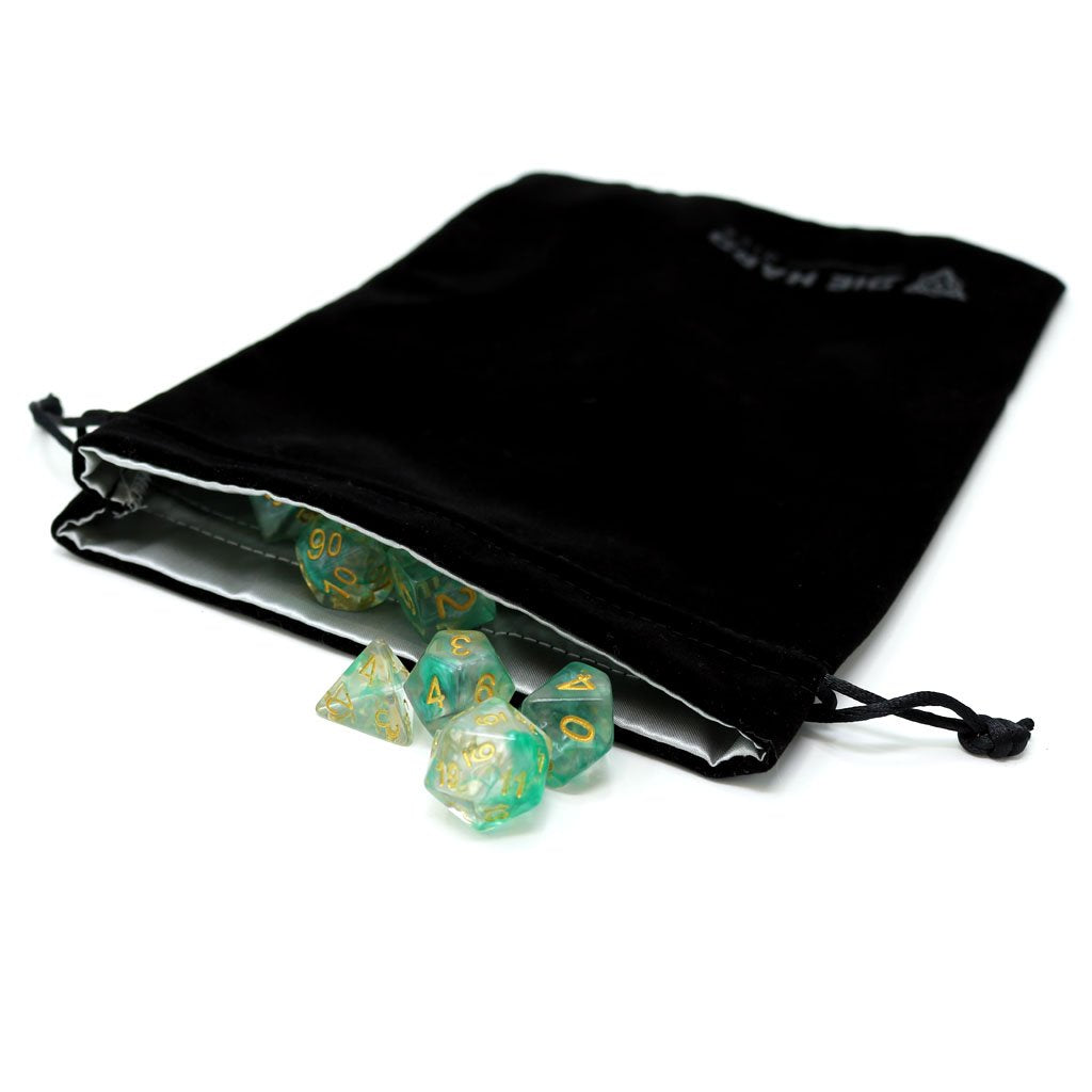 Satin Lined Velvet Dice Bag: Large Black