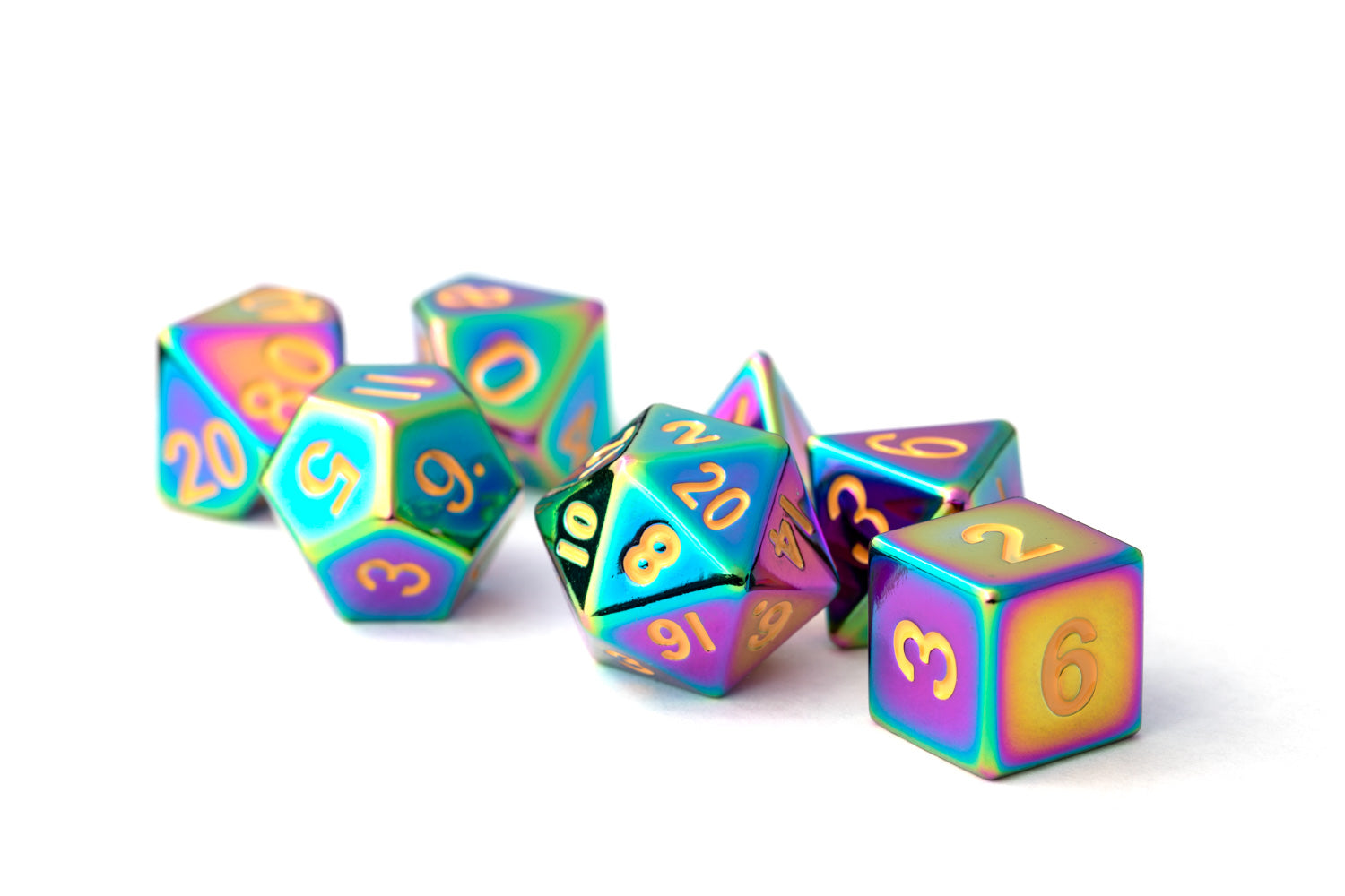 Metallic Dice Games Metal 16mm Polyhedral Dice Set