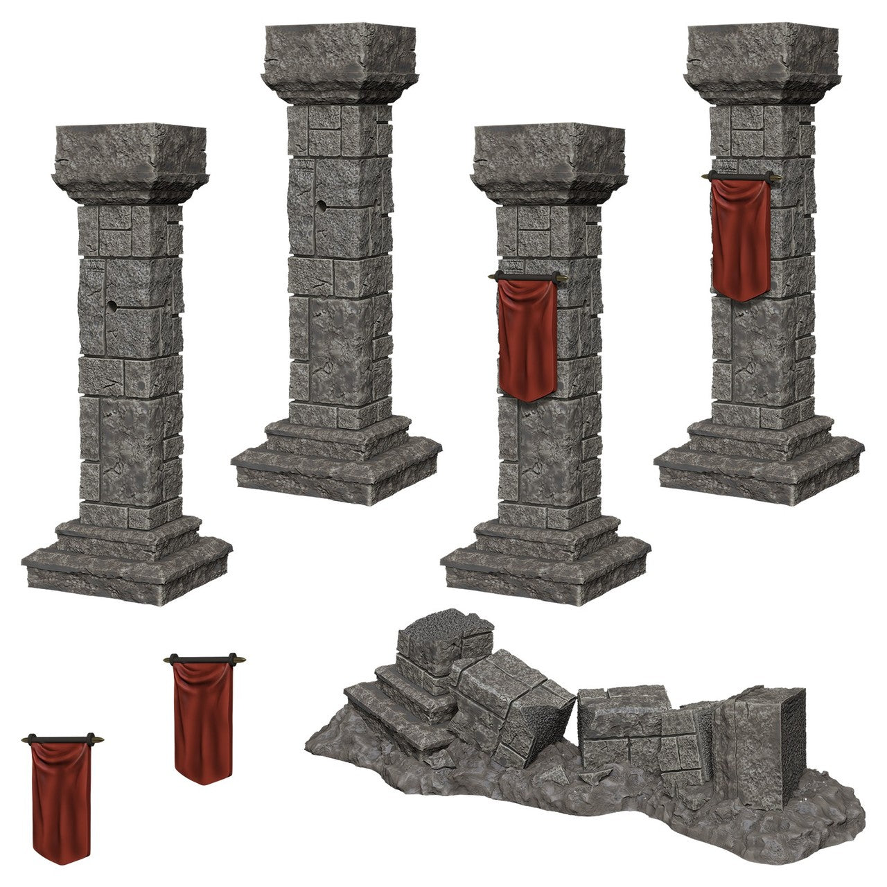 Pathfinder Deep Cuts Unpainted Miniatures: W11 Pillars & Banners