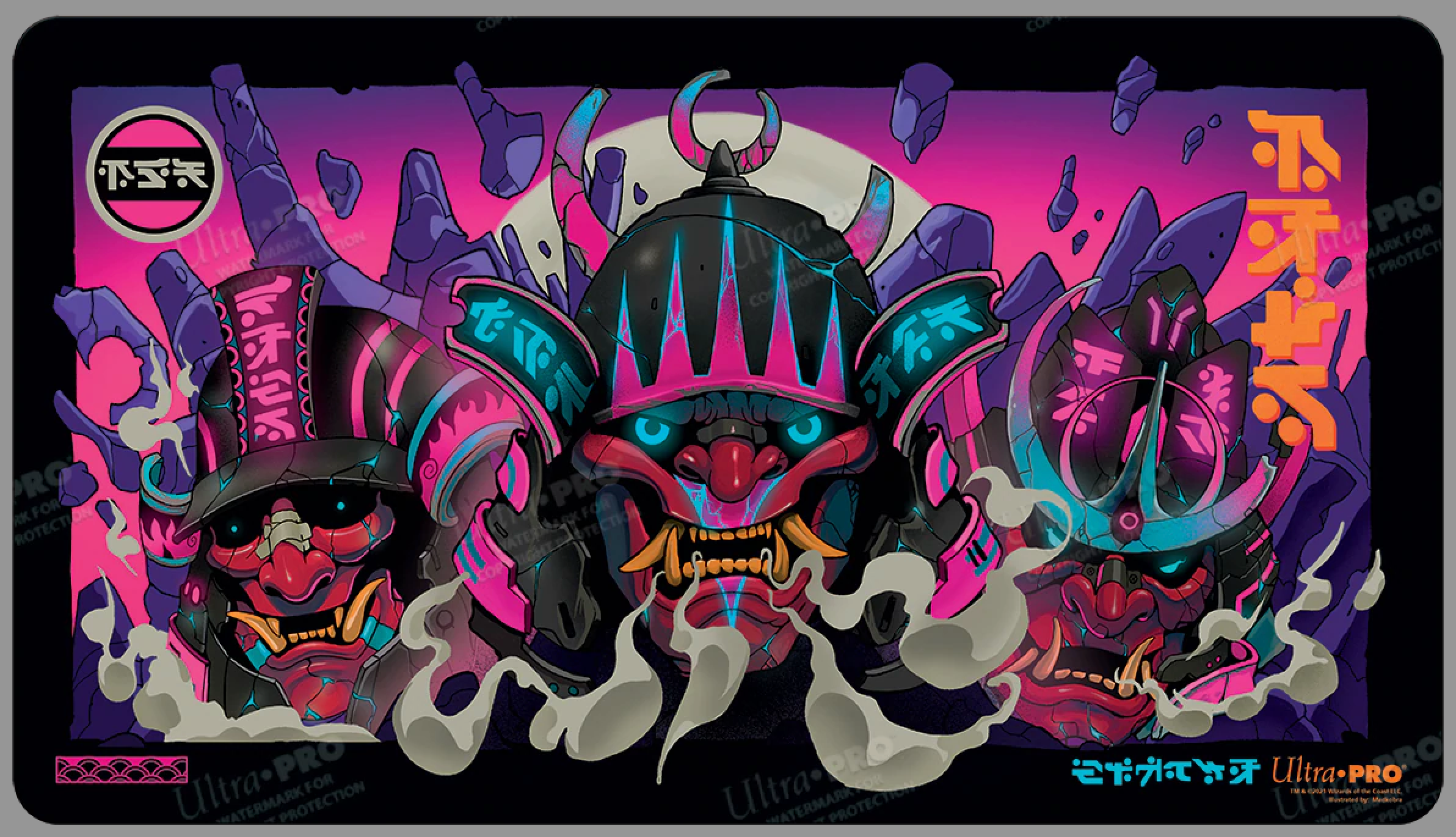 Magic the Gathering Stitched Playmat: Kamigawa Neon Dynasty - Stylized Planswalker Symbol