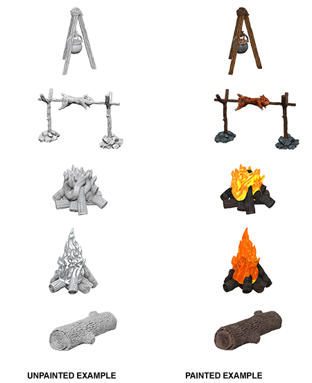 Pathfinder Deep Cuts Unpainted Miniatures: W10 Camp Fire & Sitting Log