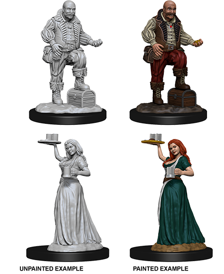 Pathfinder Deep Cuts Unpainted Miniatures: W3 Merchants (Serving Girl/Merchant)
