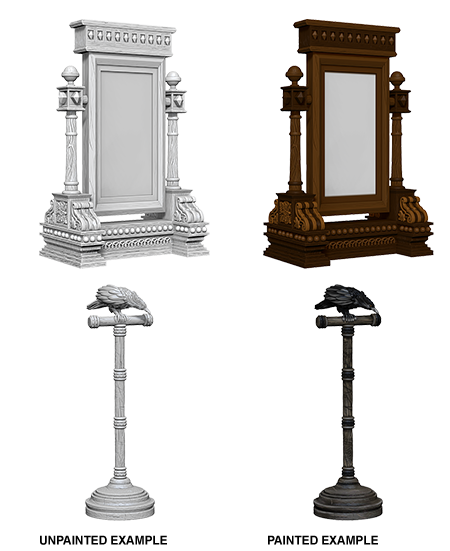 Pathfinder Deep Cuts Unpainted Miniatures: W5 Mirror & Bird on Stand