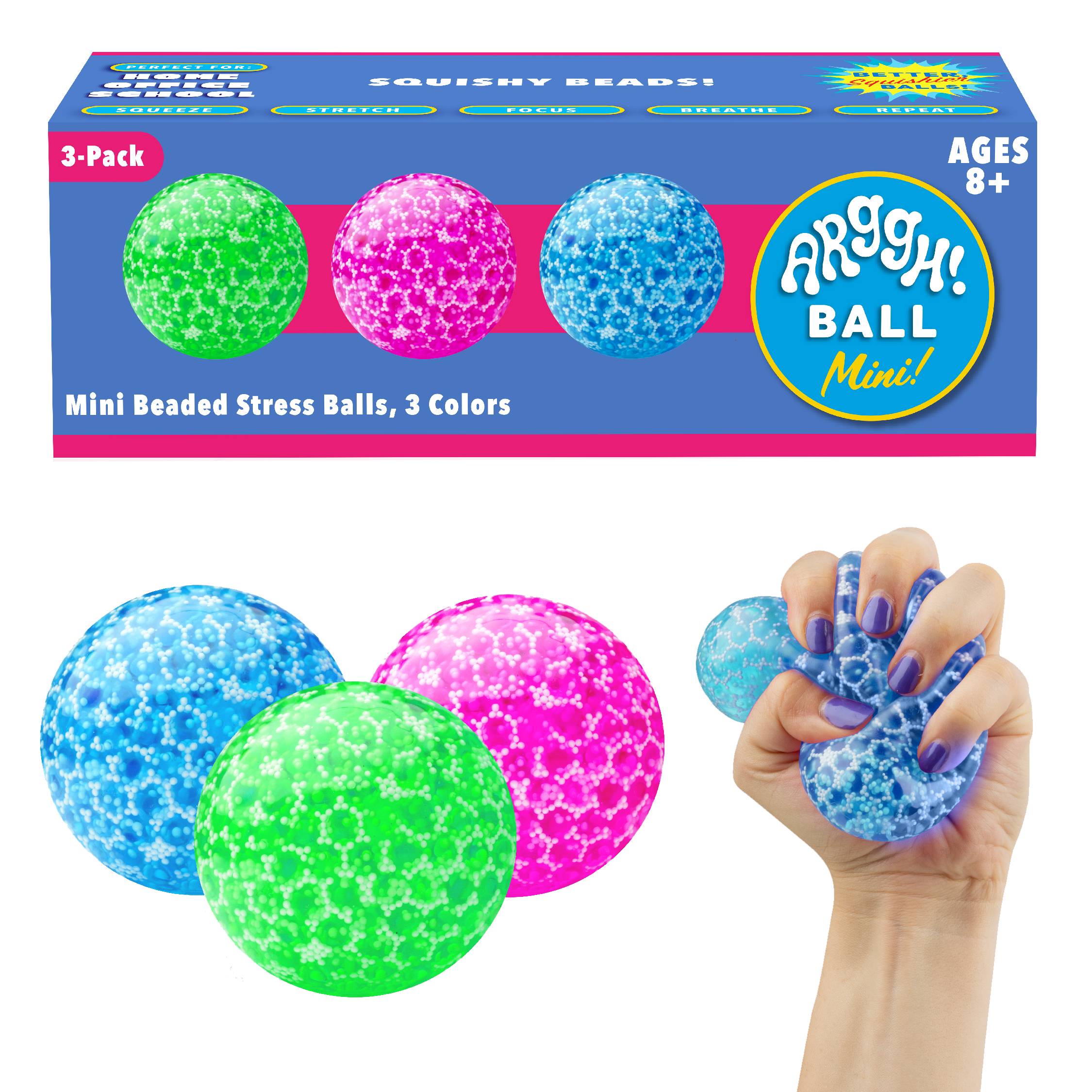 Arggh! 3pk Mini Sensory Snow Stress Balls