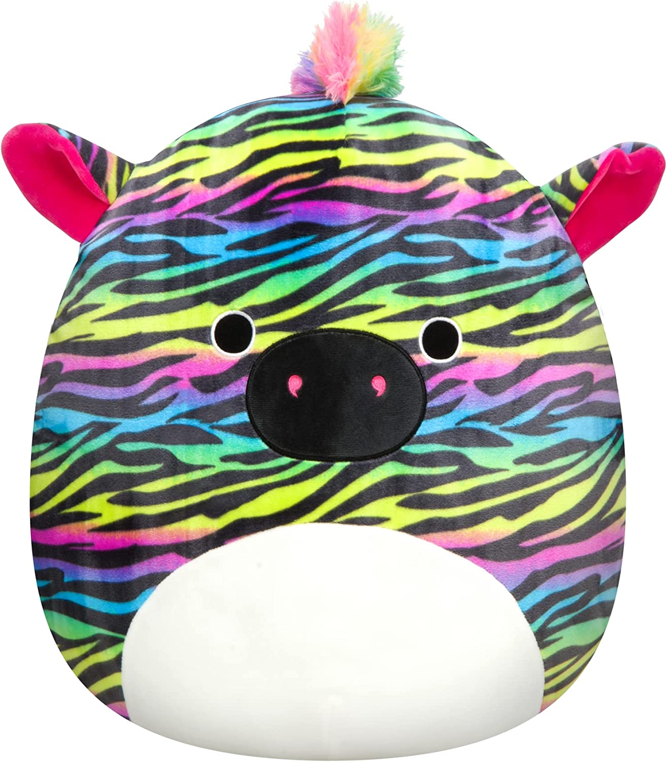 Squishmallows 14-Inch Neon Stripe Zebra with Rainbow Mane Plush