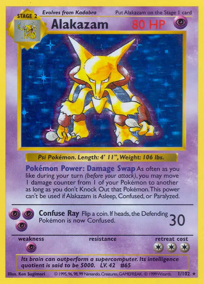 Alakazam 001/102 Unlimited Base Set Shadowless
