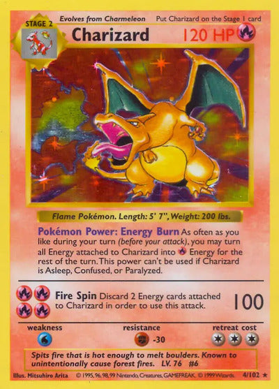 Charizard (Black Dot Error) 004/102 Unlimited Base Set Shadowless